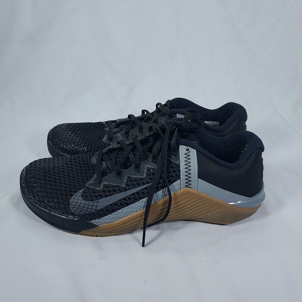 Nike Metcon 6 Mens Sz 10.5 Black Gray Gum CrossFit Training Shoes CK9388